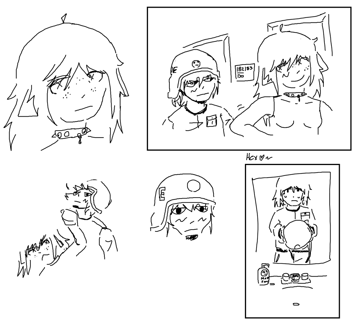 HexyWexy_'s tweet photo. Doodles based on a short story I wrote recently featuring Gradient Girl and a moesoldier https://t.co/AdadComRaR