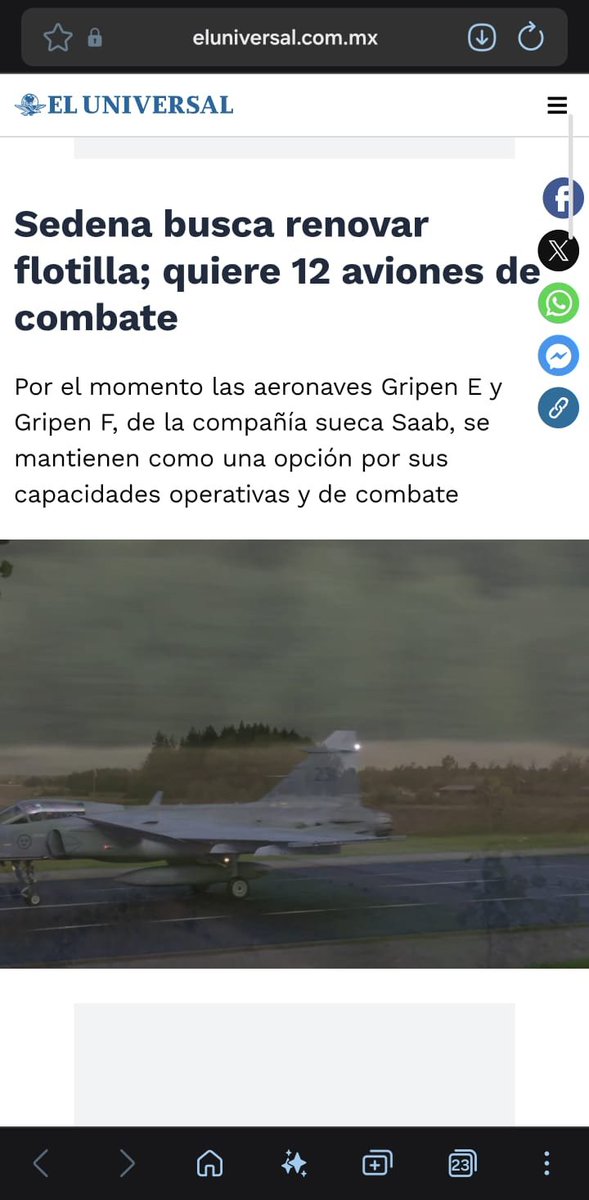 AramirezXiii's tweet photo. Wow! Qué bueno que la Sedena se va a gastar millones de dólares en comprar aviones de combate!! ✈️💸...

... Dijo ningún mexicano en la vida. 🙄

La 4T espera que sea una buena noticia que no se invierta en medicinas o infraestructura y es mejor tener maquinarias de guerra? 🤫 https://t.co/sOmwCXemLV