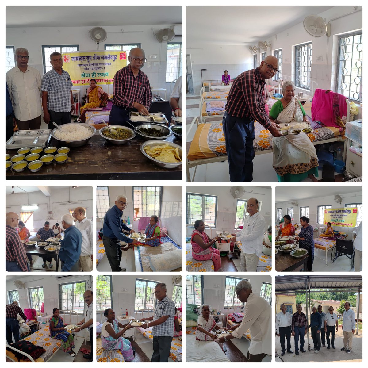 GiantsFed8's tweet photo. Giants Group of Jamshedpur organised distribution of lunch for the Leprosy patients of NAV Jagrat Manav Samaj, kusth ashram, Parvati Ghat, Bistupur from 12.30 noon.
Rice,dal, two vegetables, Papad, chutney etc were served to nearly 40 leprosy patients. https://t.co/TA1zC7De82