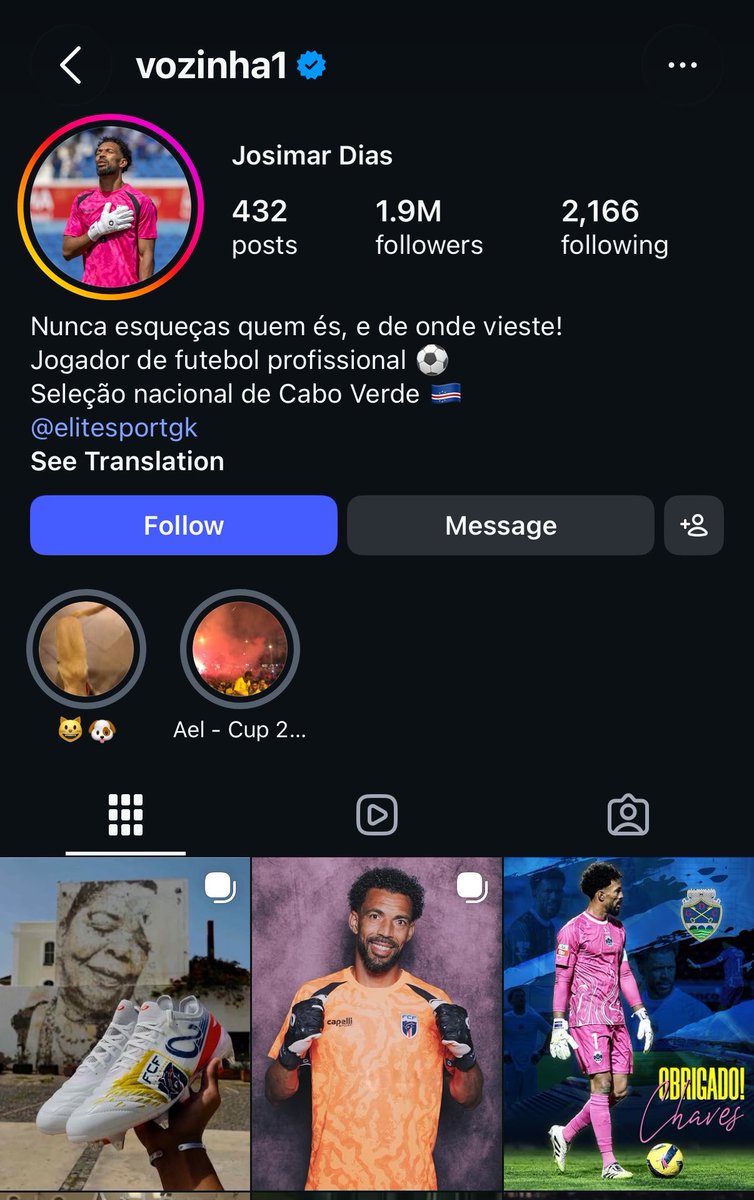 deenayaah's tweet photo. Cape Verde’s keeper Vozinha now has 1.9 million followers on Instagram, before the Spain game he had less than 50k 😳 https://t.co/Jj56vHyXwC