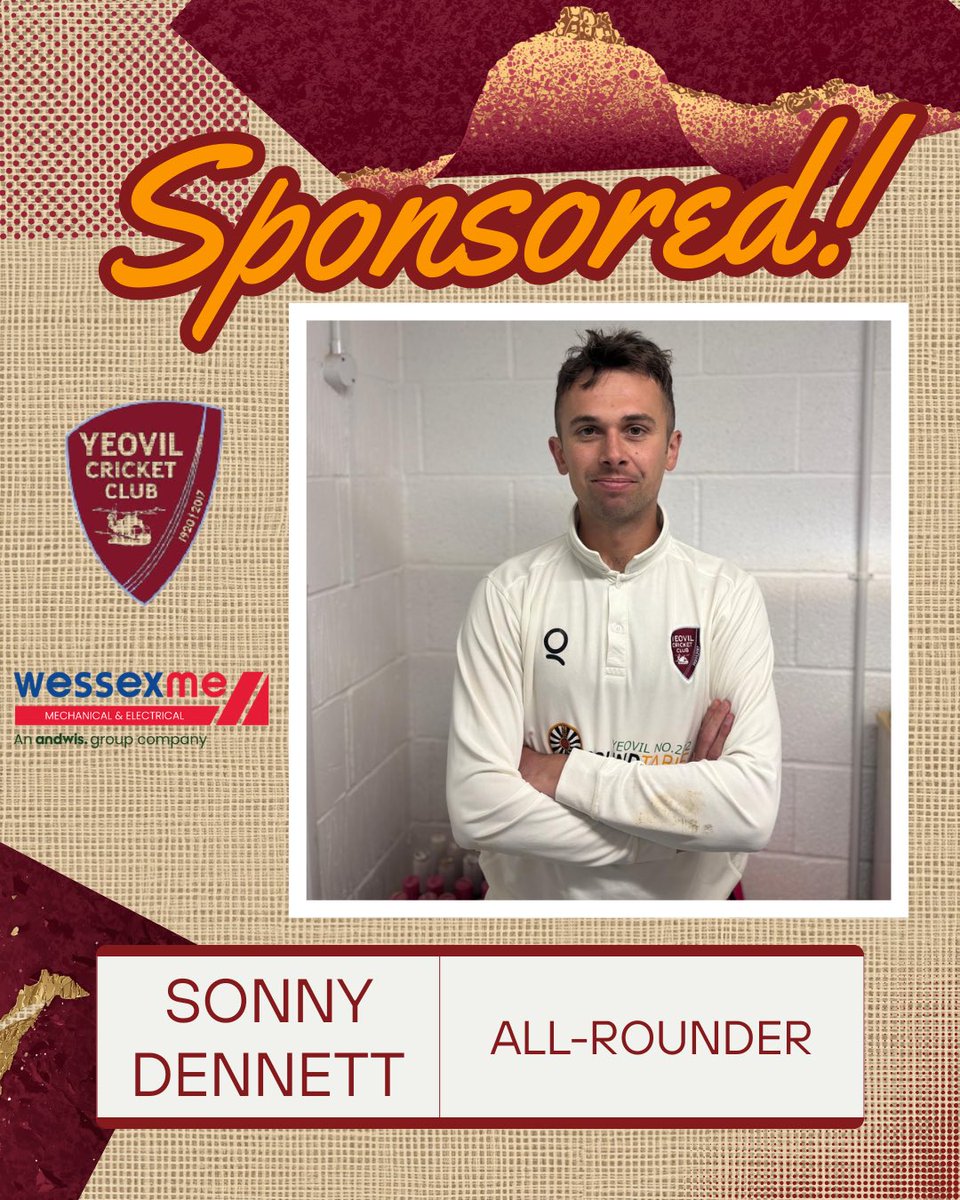 YeovilCricket's tweet photo. We’re delighted to highlight 2nd XI regular and all-rounder @SonnyDennett , proudly sponsored by Wessexme for the 2026 season.

Thank you to Wessexme for your support of Sonny and Yeovil Cricket Club this season! ❤️🤍 https://t.co/uAC9Nlxq4x