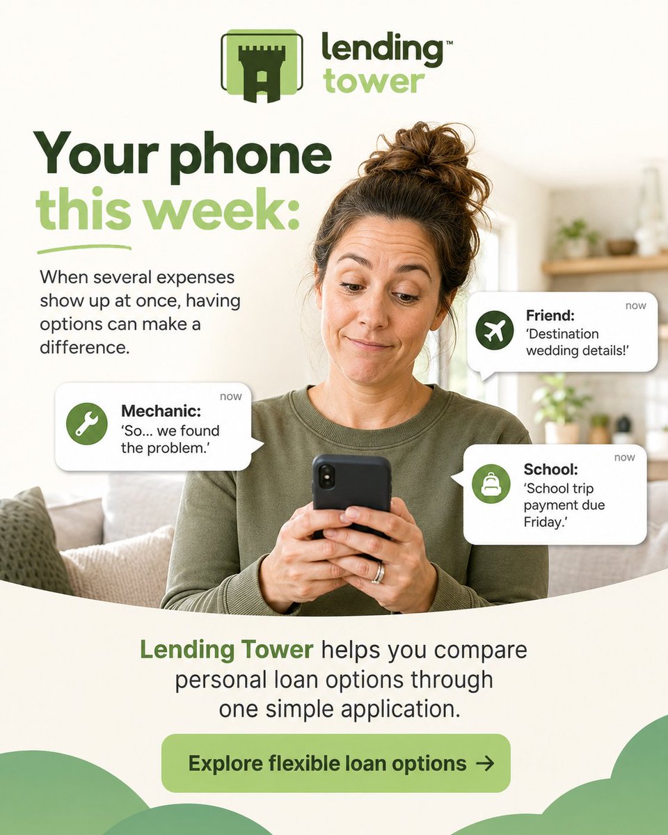 LendingTower's tweet photo. Your phone this week... 📱💥

Wedding details. Car repairs. School payments. Sometimes expenses arrive all at once. Knowing your options can help you stay one step ahead. 🧭✨

#FinancialClarity #LoanOptions #LendingTower https://t.co/W5yMyQUbok