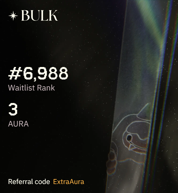 stevesmmith1023's tweet photo. No aura?

Use code 'ExtraAura' to start auramaxxing and move up the @bulktrade mainnet waitlist https://t.co/WFRNHJZD7k https://t.co/gf6PxmbvOK