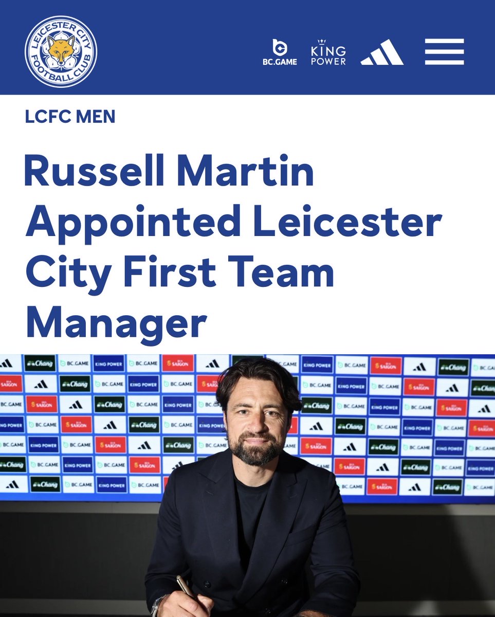 LeicesterFanTV's tweet photo. It's official... Russell Martin is our new manager.
Good Luck to him... if he does well then WE DO WELL !
#lcfc #leicester #leicestercity #foxesfightback https://t.co/ospxWotuha