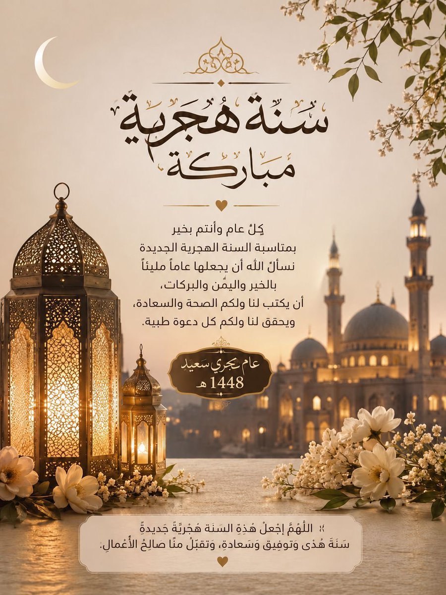 aqoulah_abu's tweet photo. في ذكرى الهجرة النبوية الشريفة، نستلهم من سيرة نبينا محمد ﷺ معاني الإيمان والصبر والتضحية ، وأن صناعة المستقبل تبدأ بالثبات على المبادئ وحسن التوكل على الله.
كل عام والأمة العربية والإسلامية بخير ، نسأل الله أن يجعل #العام_الهجري_الجديد مليئًا   بالأمن والبركة https://t.co/pG6untkm6q