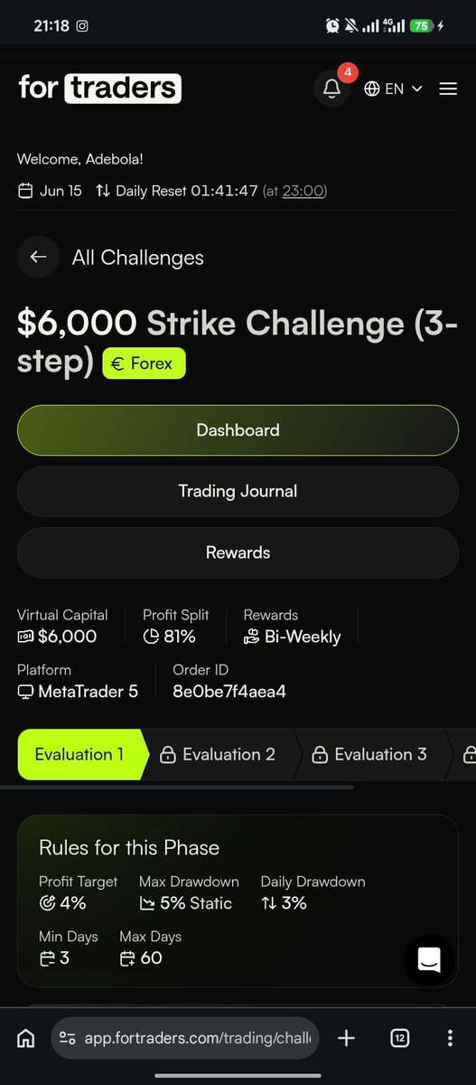 KvngBendra's tweet photo. After weeks of grinding, I set out to get an account but what I had saved as a🇳🇬  in this economy was nutin when changed to $ 😂💔. But the innovations of @fortraderscom really came in clutch. Paid some part with credit points, got 25% off and eventually paid $8 for a $23 acct. https://t.co/zx9518fk0A