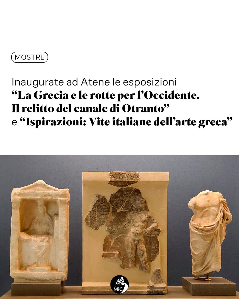 MiC_Italia's tweet photo. Ad Atene il Ministro @AlessGiuli e la Ministra Lina Mendoni hanno inaugurato le mostre “La Grecia e le rotte per l’Occidente” e “Ispirazioni: Vite italiane dell’arte greca”, espressione della cooperazione culturale tra Italia e Grecia. https://t.co/w7BeVqXuNl