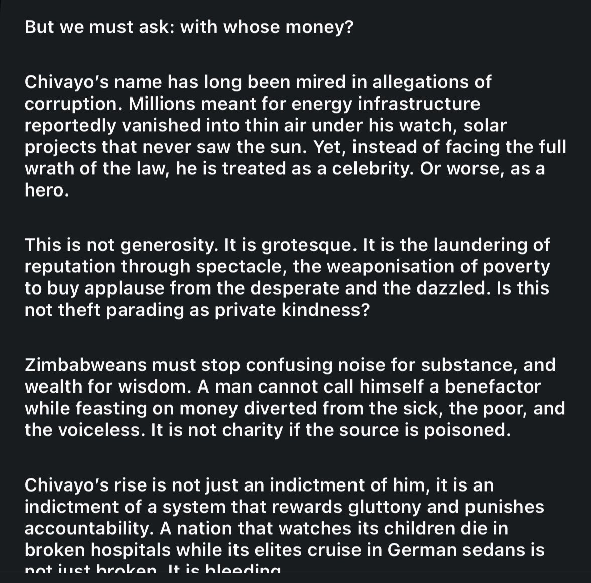 Kibet_bull's tweet photo. A Zimbabwean description on Chivayo. https://t.co/AN1RPixXgT