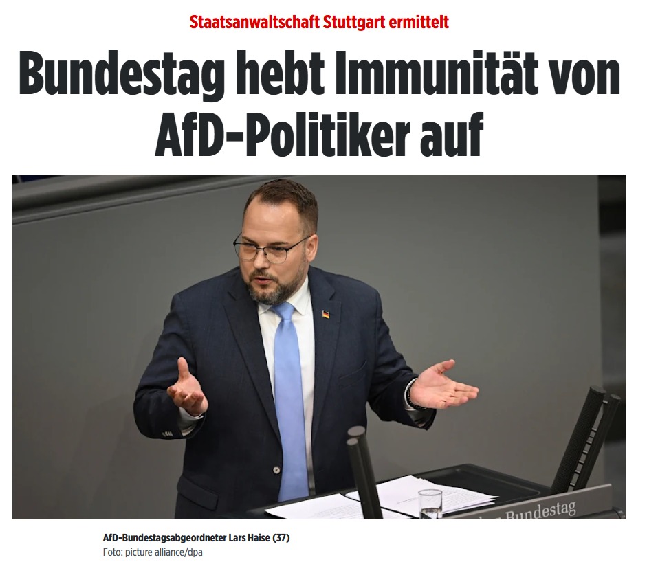 JT_Voermann's tweet photo. AfD-MdB Lars Haise soll ein „Fahndungsplakat" seiner politischen Gegner online gestellt haben. Jetzt hebt der Bundestag einstimmig seine Immunität auf. Die selbsternannte Partei der Meinungsfreiheit – beim Drucken von Steckbriefen Andersdenkender. 2026, läuft. 🤝 https://t.co/awrFxdhzhk
