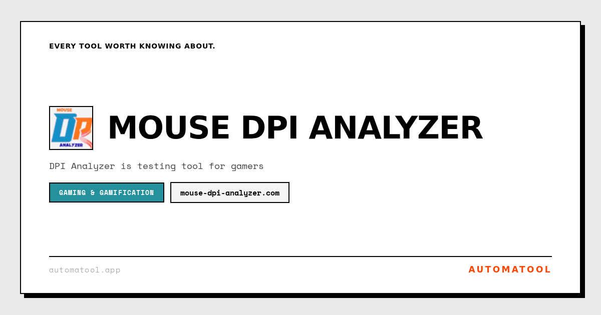 automatool_app's tweet photo. Mouse DPI Analyzer: get your mouse's real DPI in seconds by tracking cursor movement across a physical distance - free, fast verification and calibration for gamers.
#Gaming #Mouse https://t.co/S0dfzLPZlg