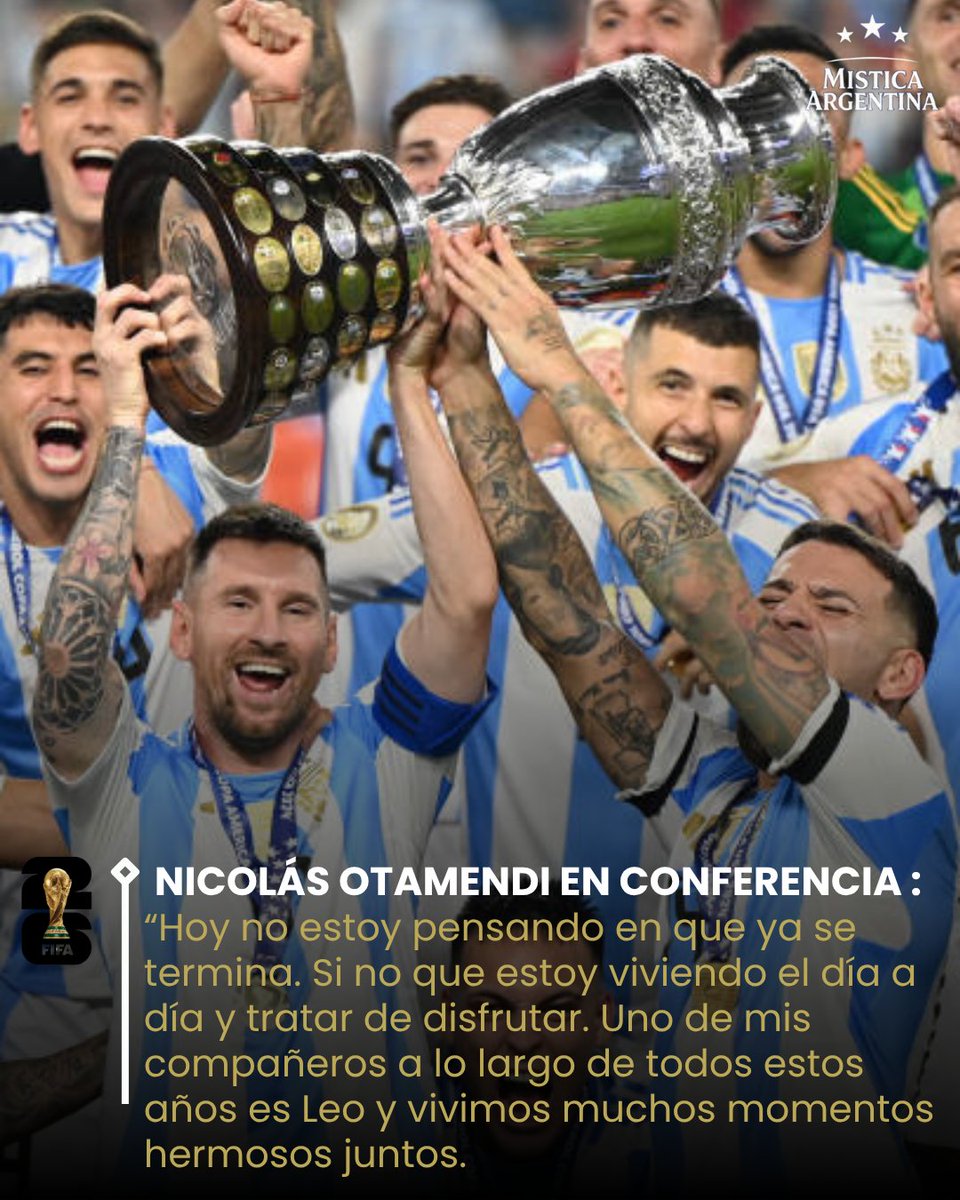 ArgProyecto's tweet photo. 🗣️ HABLÓ NICO OTAMENDI 

🎙️El defensor estuvo presente en la conferencia de prensa previa al debut por la Copa del Mundo y dejó algunos títulos. 

⭐️ Confirmó que será su último mundial con la selección Argentina. https://t.co/YCCuRixrUS