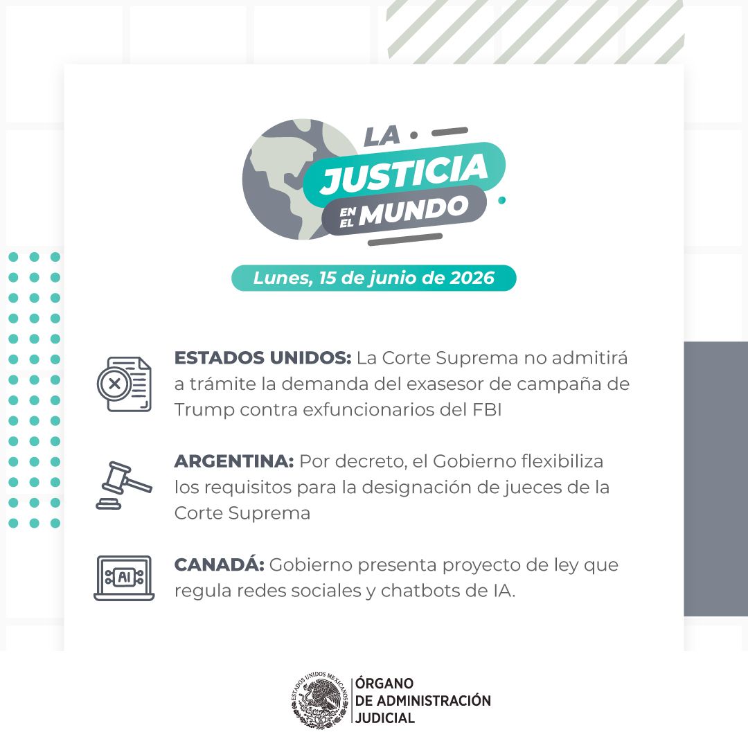 OAJ_Mex's tweet photo. #LaJusticiaEnElMundo 🌎 | #Argentina flexibiliza los requisitos para hacer más transparente y visible el proceso de nombramiento de magistradas y magistrados de la Corte Suprema 👩‍⚖️👨‍⚖️

👉 Consulta esta y otras noticias de justicia internacional: https://t.co/dm1f8zHxFU https://t.co/LhHfThhXgX