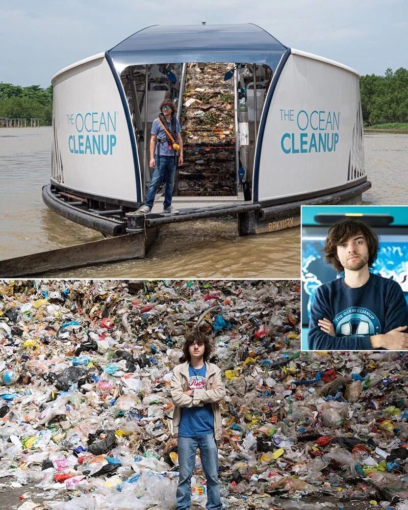 MacGyver's tweet photo. Meet real life MacGyver, Boyan Slat – founder of #TheOceanCleanup that removes plastic from oceans and rivers. Instead of chasing plastic through water, he uses currents to passively collect it. Very #MacGyver to use the environment to your advantage rather than fight against it. https://t.co/LqIUsxBfCW