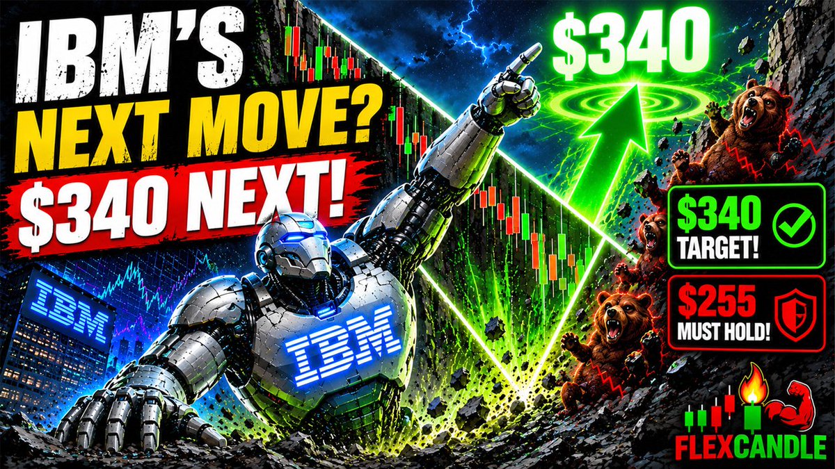 FlexCandle's tweet photo. EPISODE #398
https://t.co/zd9Y2t4FEh

IBM just did EXACTLY what we discussed on FlexCandle.

Previous target:
📈 $296 → $332.46

Now IBM has pulled back toward major support and is forming a possible falling wedge.

Question:

🚀 $340 next?

or

📉 $255 first?

New analysis dropping soon.

#IBM #IBMStock #StockMarket #Stocks #Investing #TechnicalAnalysis #AIStocks #QuantumComputing