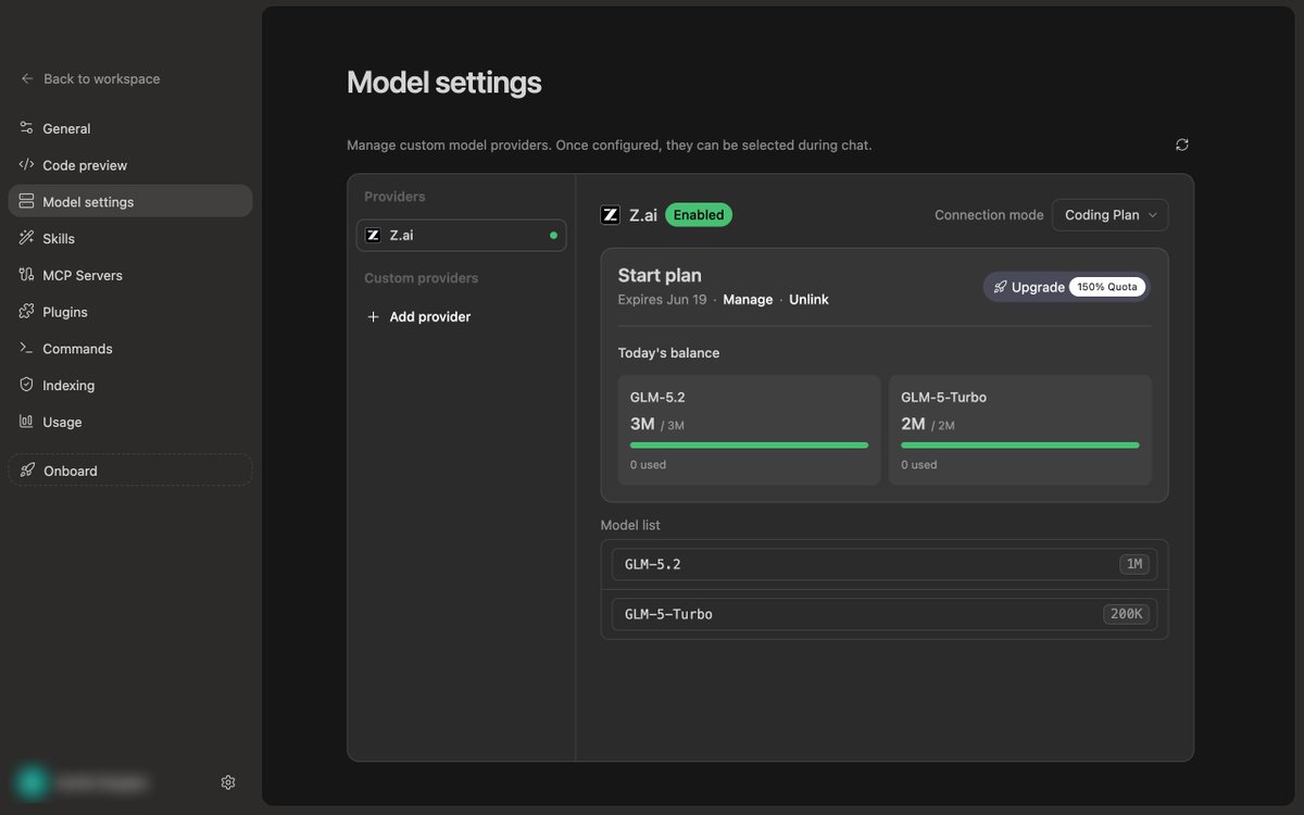 StudentOffersHQ's tweet photo. GLM-5.2. GLM-5-Turbo. 5 million tokens a day. All free.

  ZCode works like Codex - except it costs $0.

  Ends June 19. No card. Mac + Windows. https://t.co/Mrx2ADghbS