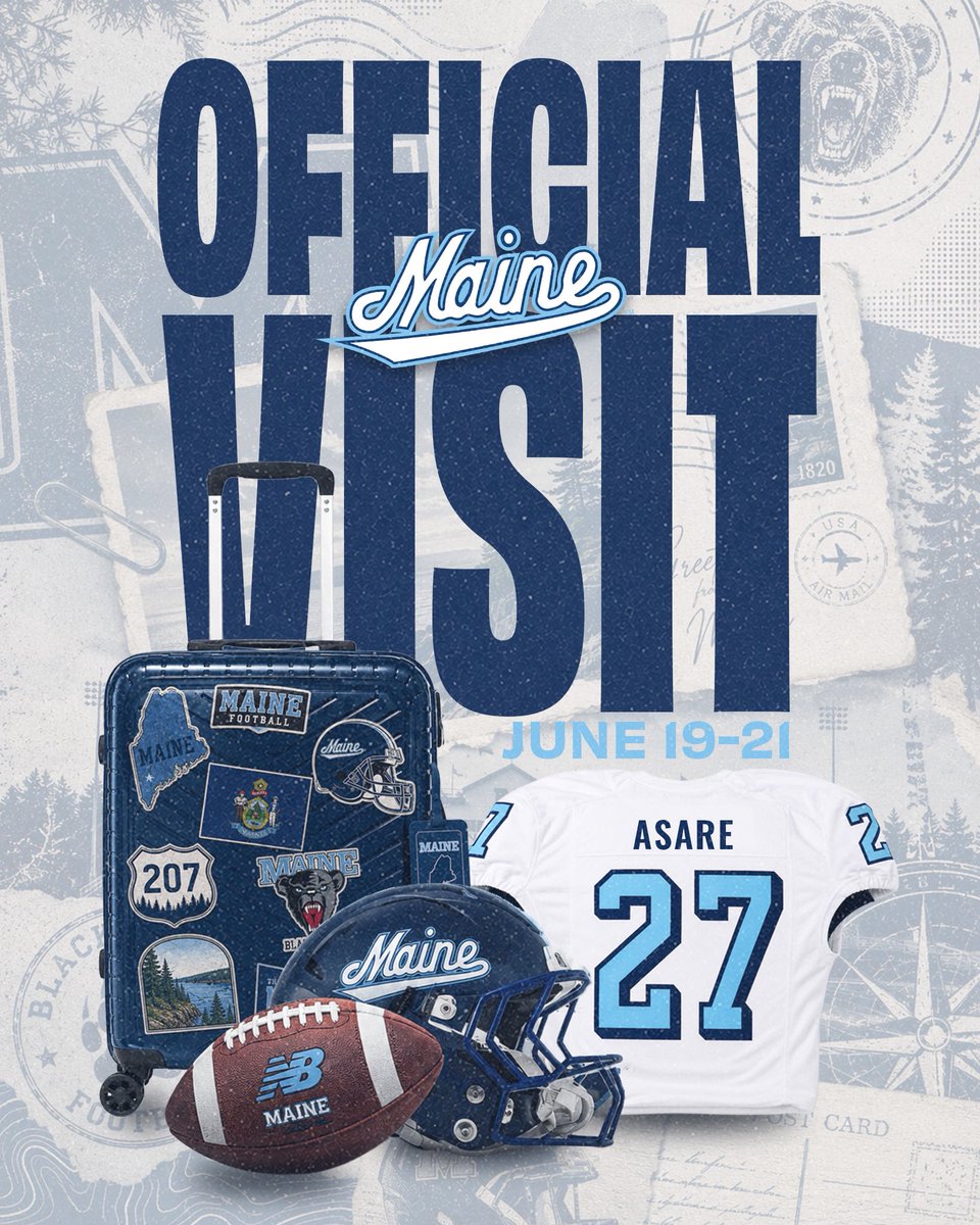 kwakuasare72's tweet photo. Excited to announce by Official Visit to the University of Maine this weekend! Thank you to the coaching staff for this opportunity, excited to learn more about the program! 
@BlackBearsFB 
#AGTG https://t.co/jTSxJIG6VQ