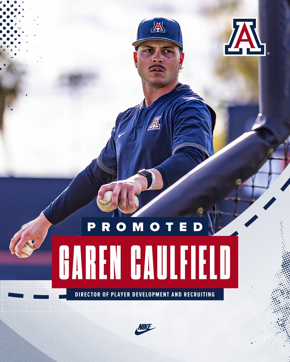 ArizonaBaseball's tweet photo. A Wildcat through and through 🐻⬇️

Congratulations to Garen Caulfield on his promotion to Director of Player Development and Recruiting! https://t.co/RaV6BsksQQ