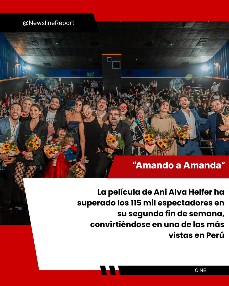 newslinereport's tweet photo. “Amando a Amanda” sigue creciendo en cines peruanos.

La película dirigida por @alvaani ya superó los 115 mil espectadores en solo su segundo fin de semana, posicionándose como una de las producciones nacionales más vistas del momento.

La cinta continúa en cartelera en todo Perú https://t.co/5igBJYIljm