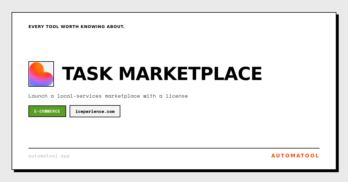 automatool_app's tweet photo. Launch a local services marketplace in days with Task Marketplace, a production-ready white-label platform with full source code, React frontend and Supabase backend. Ship fast, own the code.
#Marketplace #Supabase #Ecommerce https://t.co/ul1Ichwwm8