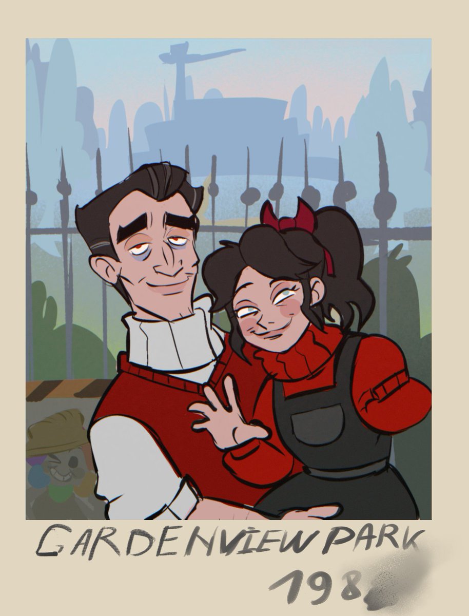 bubastuff's tweet photo. LOL "lore" art based on my OCs. Gordon with his little daughter Anais near the Ganderview construction site. 
#dandysworldocs https://t.co/34xefsL4B8