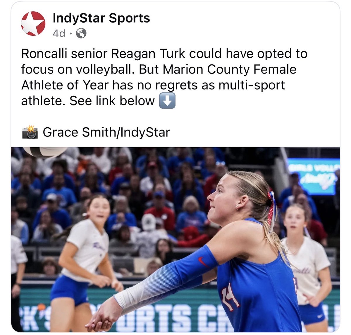 TeamIndianaVB's tweet photo. Reagan Turk is the Marion County Female Athlete of the Year! #TINATION is proud of you and your dedication of being a multi-sport athlete. You are a role model in your community and in the gym! CONGRATULATIONS!!! #multisportsupport https://t.co/HwKRdz9I0D