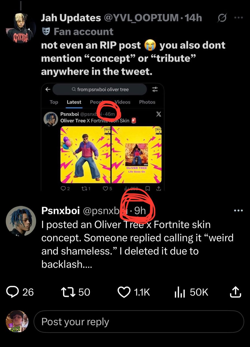 oakboydev1's tweet photo. @jjdabroh @RicoAnaya1 @juliofooliomr6 @LOOK_K1LLA @YVL_OOPIUM Ok blind retard here’s some red circles to guide you 🤣 Jah Updates post was 16 hours ago and “psnxboi” was only 9 hours ago https://t.co/1cBSKHq7Pm