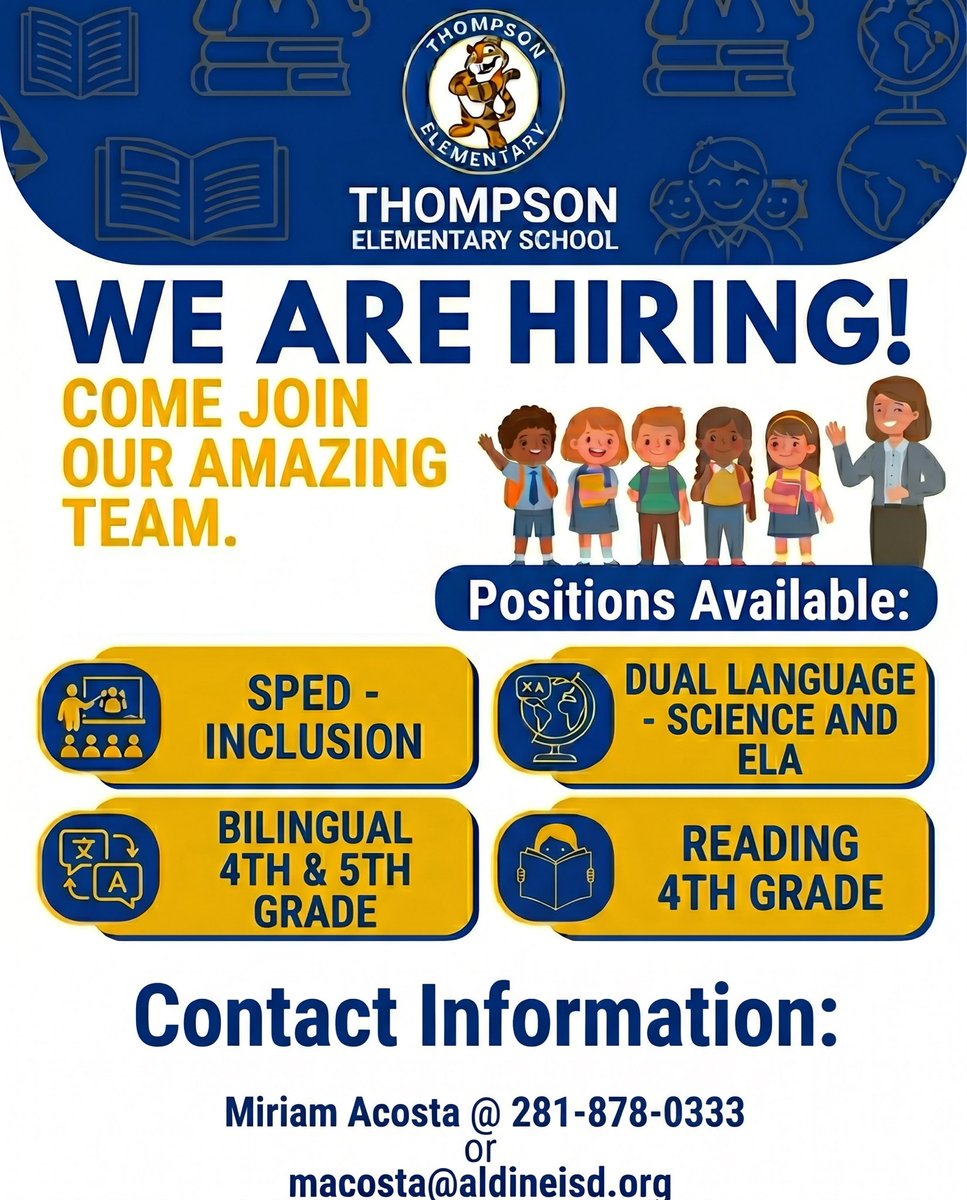 miriAC1014's tweet photo. Come join our amazing team. @Thompson_Aldine @AldineISD @HoustonISD https://t.co/VBmn4PUbdl