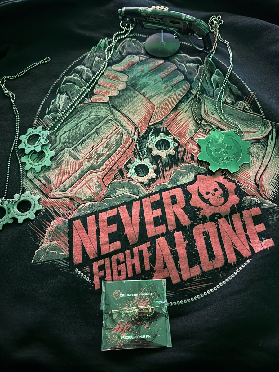 xMRDGx's tweet photo. Never Fight Alone 💯⚙️💚🔥
#GearsOfWar #Brothertotheend #NeverFightAlone #love @GearsofWar @CoalitionGears #GearsOfWarEDay https://t.co/IdLODTaK9R