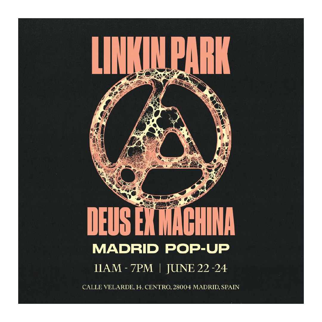 linkinpark's tweet photo. Madrid - we’ve got a couple events lined up for you next week. 🇪🇸

Linkin Park x Deus Ex Machina | June 22 - June 24 
Our limited-edition capsule collection with Deus Ex Machina is dropping right in Centro. Plus vinyl and additional designs from the LP legacy collection.

⏰ 11AM - 7PM daily 
📍 Calle Velarde, 14, Centro, 28004 Madrid, Spain

Linkin Park x La Martinuca | June 22
We’re teaming up with La Martinuca for a special ‘Two Faced Tortilla Española’ event. The first 200 people get a tortilla on us + a collectible pin until supplies last.

⏰ Monday, June 22 starting at 11AM until sold out. 
📍 C. del Barquillo, 11, Centro, 28004 Madrid