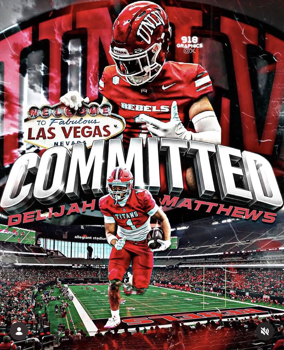 blurtversus's tweet photo. Thunder Dan strikes again! Delijah Matthews, 6’ 200lb RB from Oklahoma has committed to UNLV! 🎰🚁 @MatthewsDelijah Matthews chose the Rebels over Maryland, Rice and Purdue https://t.co/fsrpdeLeDk