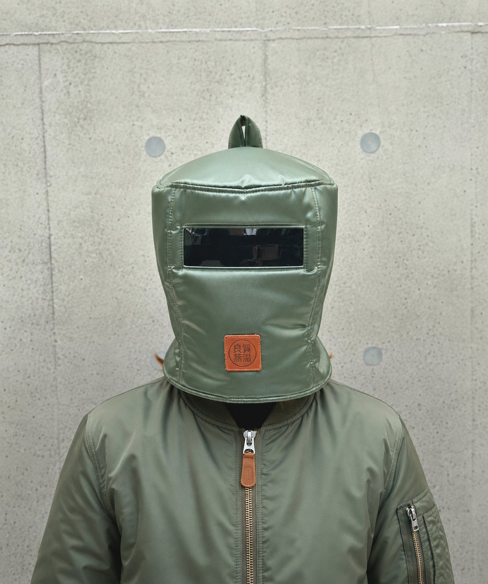 ベストサウナハット 虚無僧 グリーン 即完売した MA-1ジャケット風 スモーク窓虚無僧サウナハットが下旬に再
