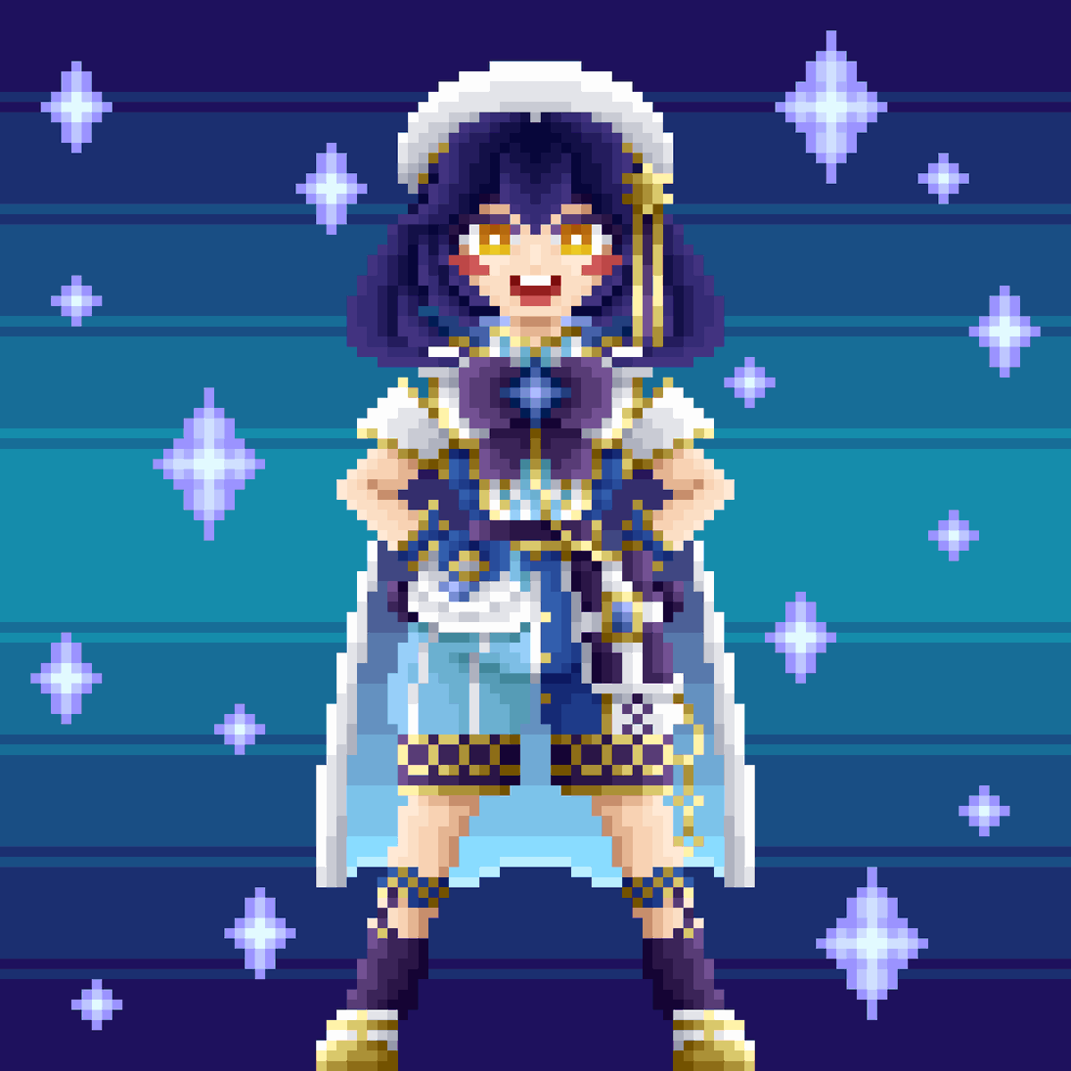 HATAKE_hattan's tweet photo. めっちゃ久しぶりにゆりふさん描いた
#ゆりふの星座図鑑  #ドット絵 https://t.co/3pc5xexSmN