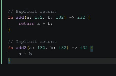 NullBytez's tweet photo. #Rust Learnings

Rust functions don’t always need return.

If the last line has no semicolon,
it automatically becomes the return value.
This language feels illegal sometimes. https://t.co/nDe3sreCNW