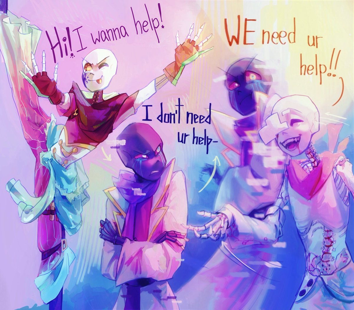 Sa_Yan122's tweet photo. Their dynamic, simplified 😁

I'm working on the comic and wanted to draw a few interactions between them ✨
#inksans #errorsans #WitheredGarden #errorink #genosans https://t.co/PENa13p42a