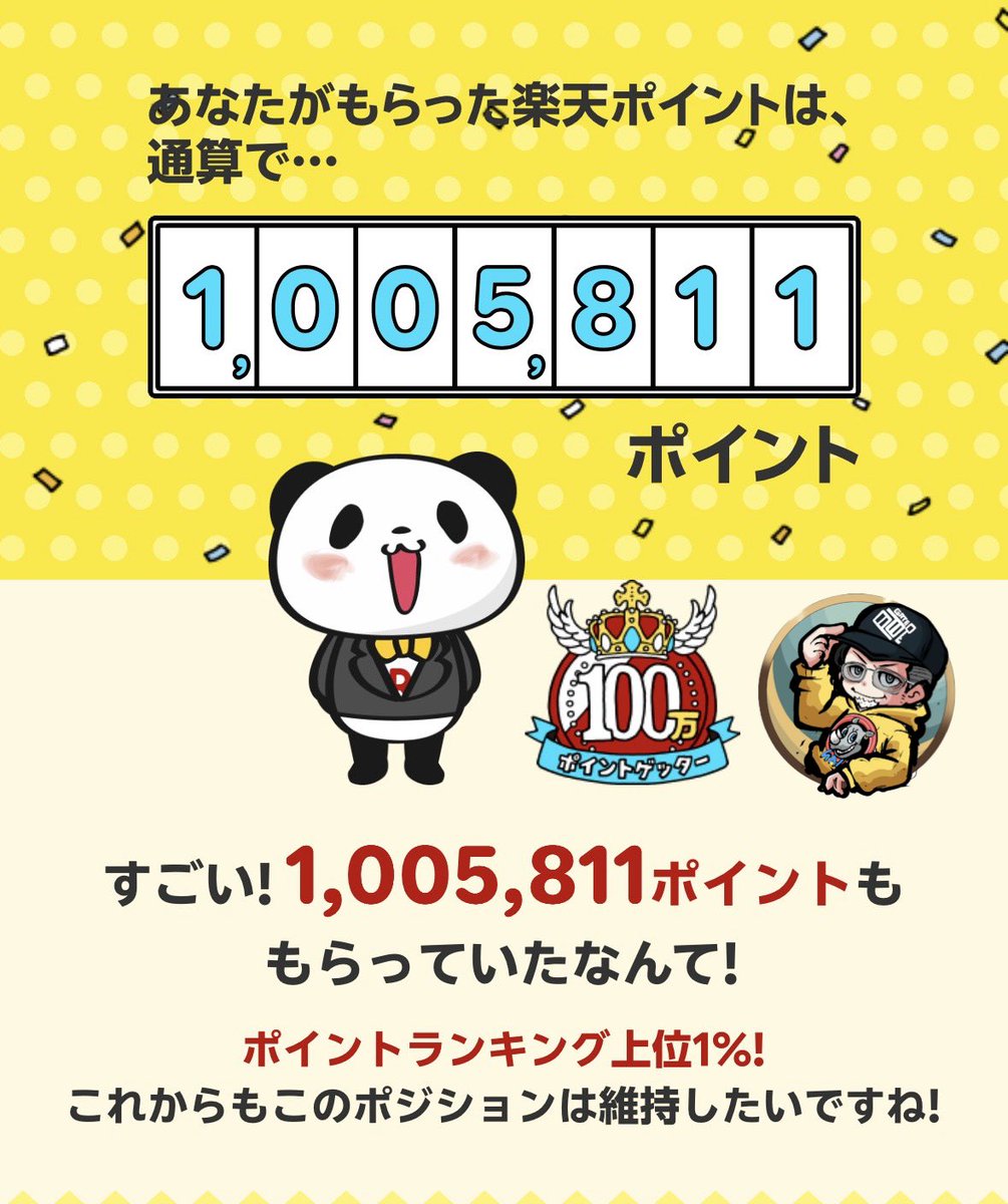 simon_caphat's tweet photo. 遂に100万ポイントゲッターに🙌
ポイ活を学んだのが1年半前。
2010年からの14年間で20万ポイント
対して1年半で80万ポイント⁉️😳
嘘のような事実！夢あるよね〜
#ポイ活塾トレジャー https://t.co/pLqC6JUH41
