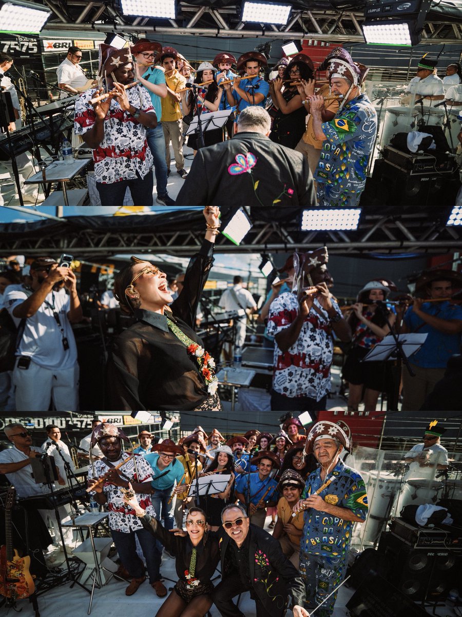 ClaudiaLeitte's tweet photo. Das muitas honras de ontem, em Caruaru, ter a Orquestra de Pífanos no trio é algo que segue transbordando meu coração! A mistura, a fusão, faz parte da minha essência e ter um pouquinho da cultura pernambucana no meu trio, na minha Feira de Especiarias, é algo profundamente inspirador! A nossa mistura gerou algo único e a gente sentiu isso! Obrigada, minha Caruariviiiiissss!!! ❤️‍🔥 #Drilha #Caruaru #SãoJoao
