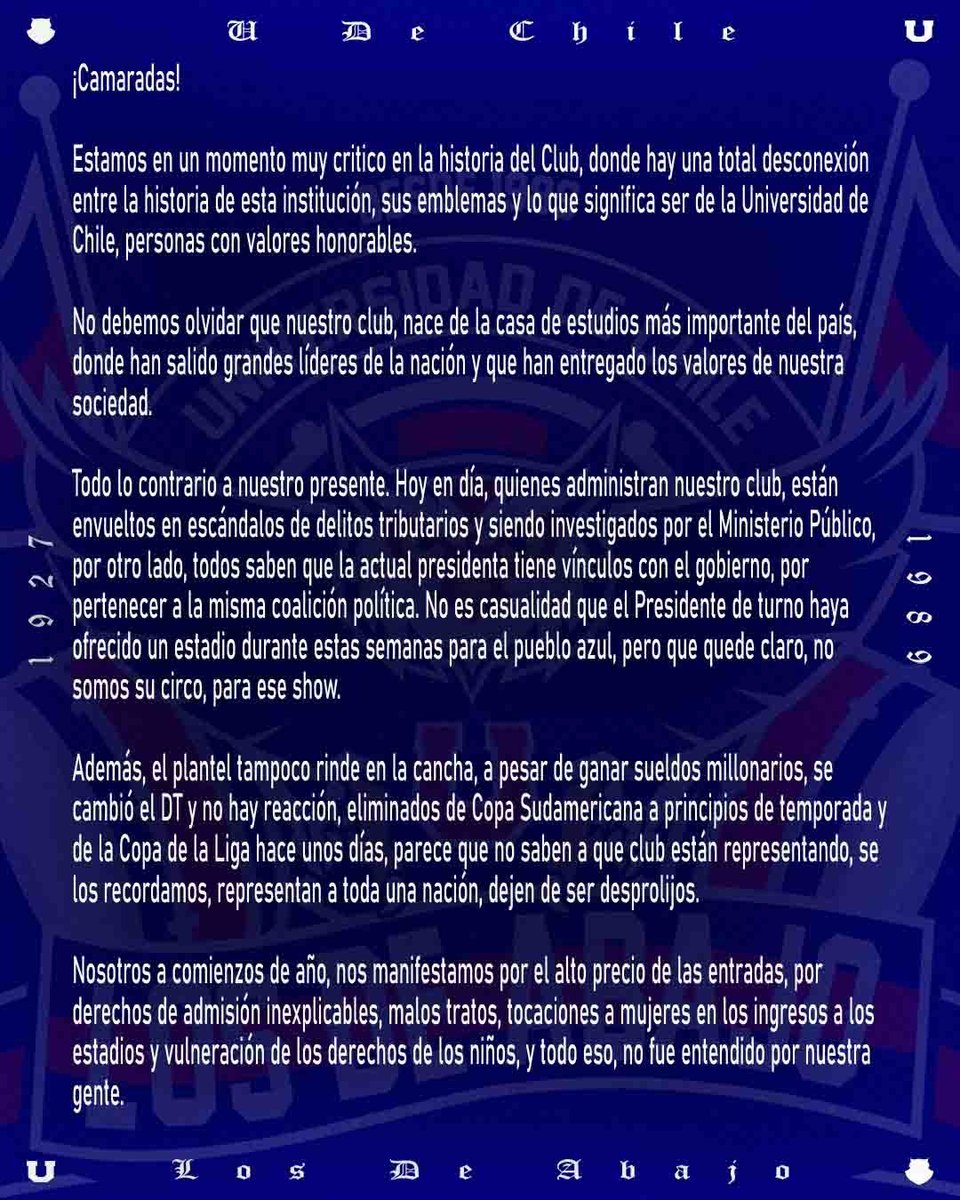U_LOSDEABAJO's tweet photo. LOS DE ABAJO, PUEBLO Y CARNAVAL, LA NÚMERO 1

@udechile @uchile https://t.co/5FbFMTmXOj