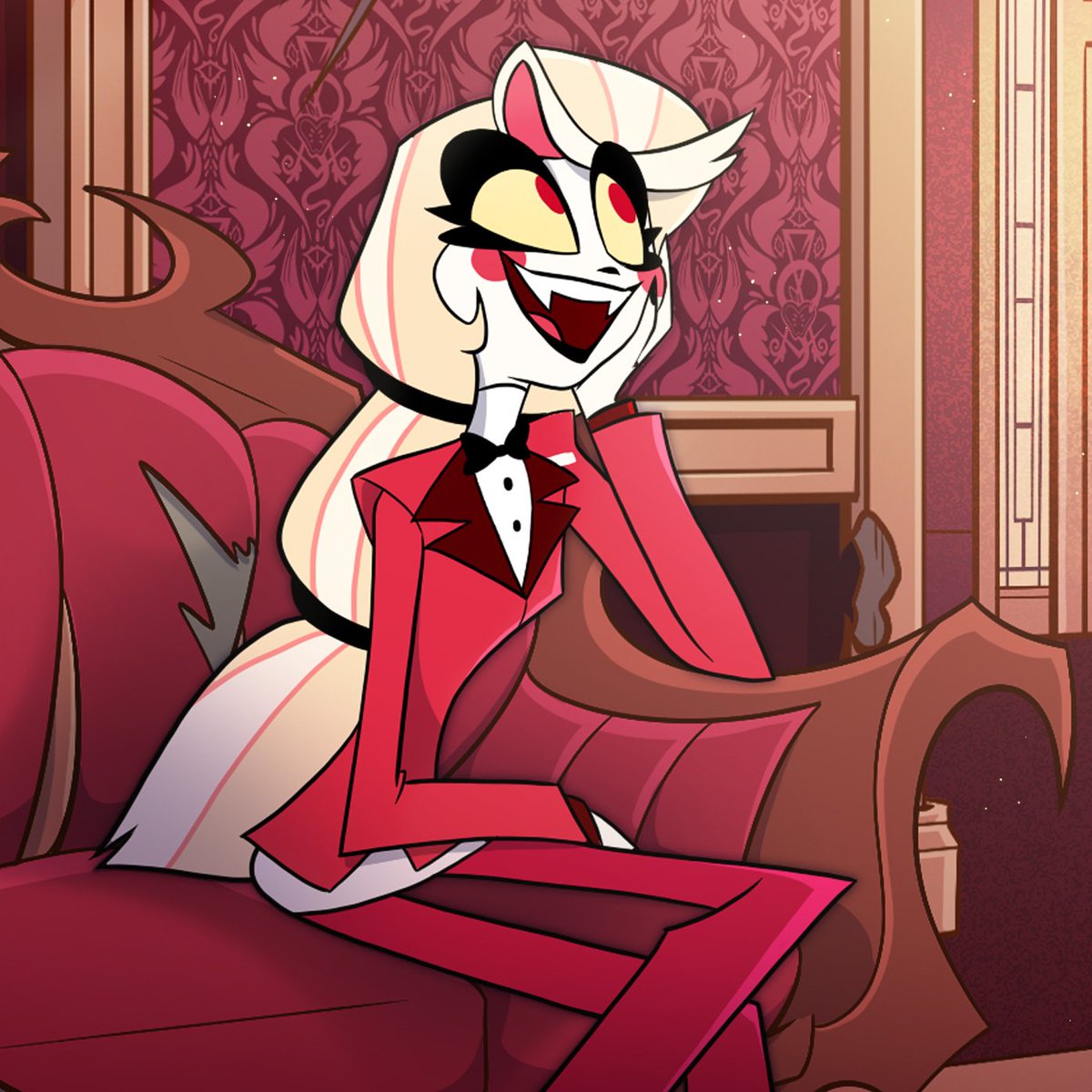 TheCartoonBase's tweet photo. Erika Henningsen says the only ‘HAZBIN HOTEL’ art she has on her wall is a Charlie drawing from Vivienne Medrano.

“I was like ‘This is a woman who is closer to my age who drew this character in her bedroom and has now created this whole universe that I get to be the the princess of’ and like seeing her brush strokes... It’s really special and I’ll cherish it forever.”