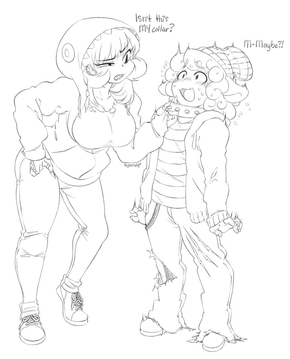 Nyxindyx's tweet photo. Chaine the Chain Chomp girl meets Trey and questions his acquisition of his rather familiar accessories (and punishes him for it). https://t.co/5v5zHLzfxp