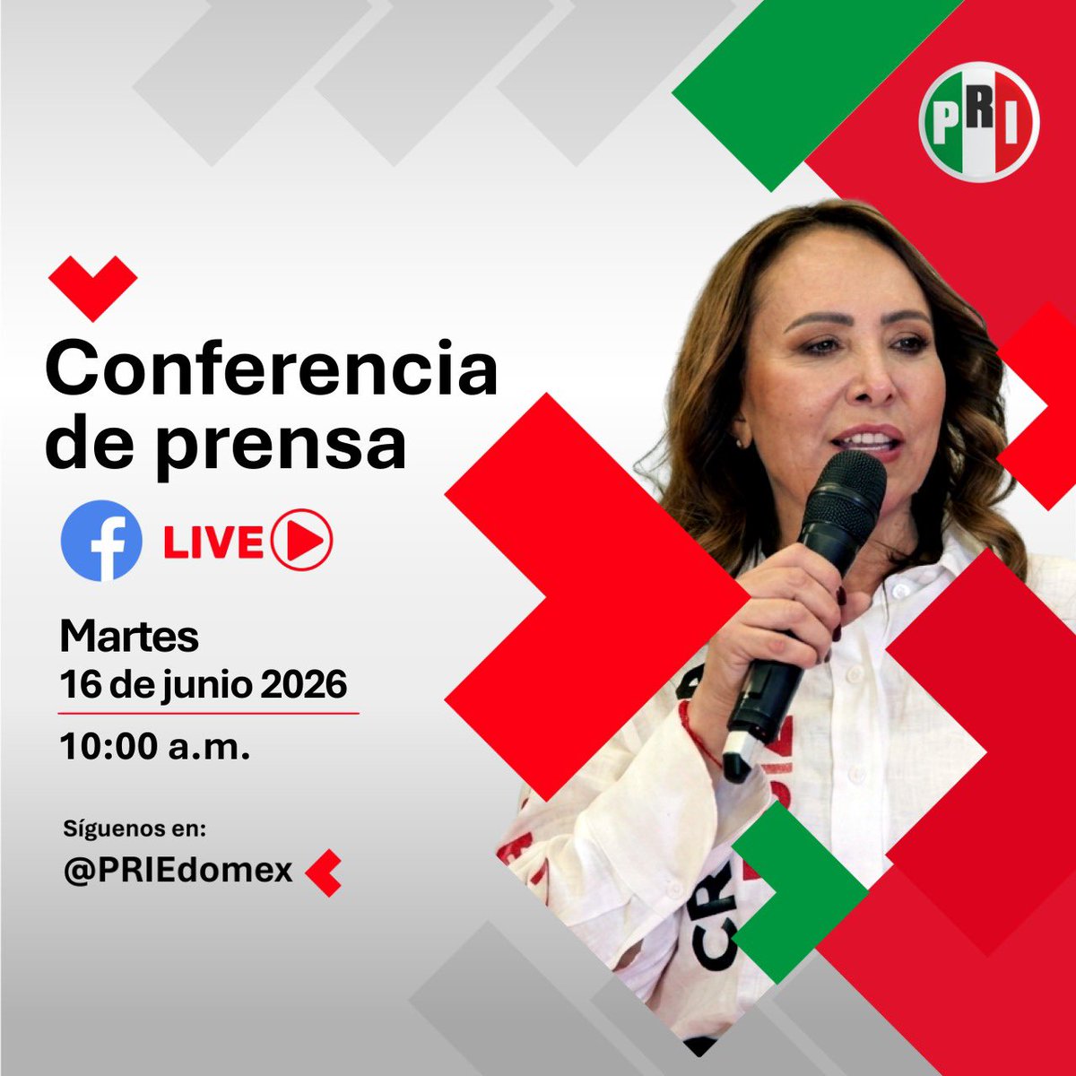 PRI_EDOMEX's tweet photo. Te esperamos mañana en la conferencia de prensa, encabezada por nuestra Presidenta, @CristinaRuiz_S.

📲 Sigue la transmisión en vivo a través de #FacebookLive. https://t.co/m8r3EiOiDI