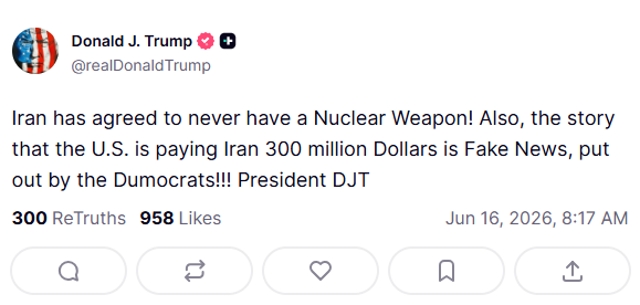 Min_FX's tweet photo. 【要人発言】
🇺🇸トランプ大統領
「イランが核兵器を保有しないことに同意した」 https://t.co/HcC7sz2gEW