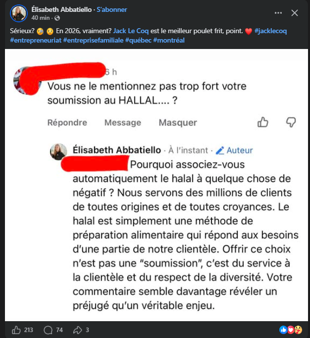 WagnerChristi18's tweet photo. C'est une vraie soumission : TOUT le poulet servi dans leur chaîne "Jack le Coq" est halal. https://t.co/cYdUVtD5iR