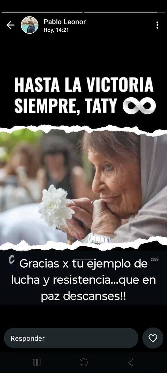 ituvich's tweet photo. HASTA LA,ETRRNIDAD QUERIDISIMA TATI SIEMPRE EN NUESTRO CORAZON Y MEMORIA Y HASTA LA VICTORIA SIEMPRE. https://t.co/8XvxTPCQMJ