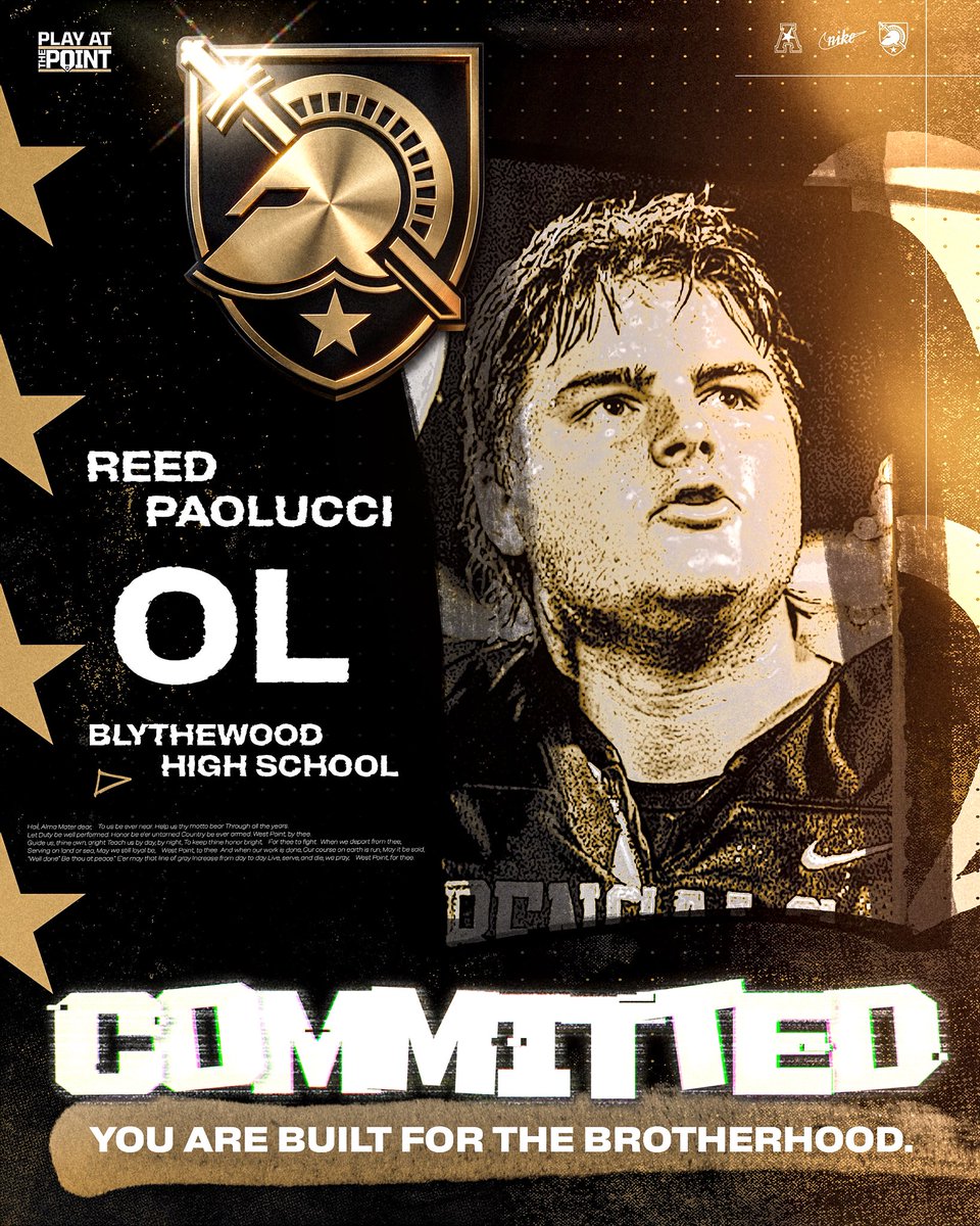 ReedPaolucci's tweet photo. “Today I will do what others won’t, so tomorrow I can accomplish what others can’t.” -Jerry Rice

I am extremely blessed and grateful to commit to @ArmyWP_Football!! I can’t wait to join my brother! I Give All Glory to God! Philippians 4:13! GO ARMY BEAT navy!
@CoachJeffMonken @CoachHolt67 @cblackshear  @JMMartin59 @QueirogaVal @joe5180 @ardoin_marques @LouatTheState @BHSBengalFB @BH_FBRecruiting
