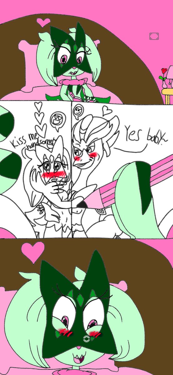 DarjaMolinaro's tweet photo. Hi guys! Today I made this another idea! X3 ^v^ #pokemon #meowscarada #quaquaval #meowscaradaxquaquaval #bedroom #pink #hearts #drawingbook #funny #meme #romance #silly #smirk #smiling #turningred #cute #kawaii #myartwork This idea is from turning red! XD X3 ^^(Silly Meowscarada) https://t.co/Y90zeHFqM8