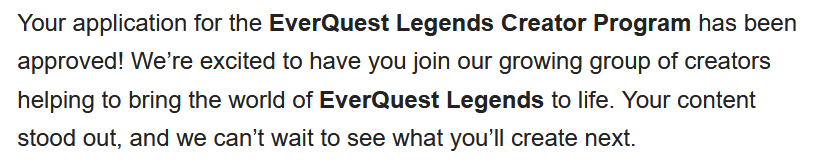 BrutallStatic's tweet photo. If only my 13-year-old self could see me now. 🥲
I've been accepted into the #EQLCreator program in @EQ_Legends. I genuinely cannot wait to see where this game (and this journey!) leads. See you guys in Norrath! #EQL https://t.co/W4pKPQf5rN