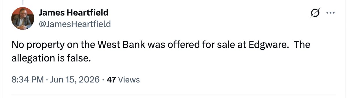 GarySpedding's tweet photo. Hi @JamesHeartfield you seem to have deleted this post you made about the Israeli real estate event... is it perhaps because your post was a bare faced lie? https://t.co/zdnVos343G
