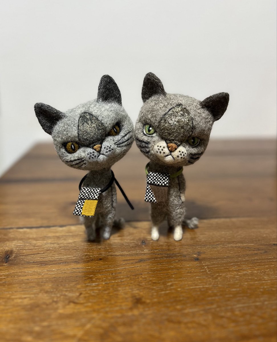 felt7373's tweet photo. 2匹のにゃんこ。一緒に。

#needlefelting #猫人形 https://t.co/z4z1txGt9p