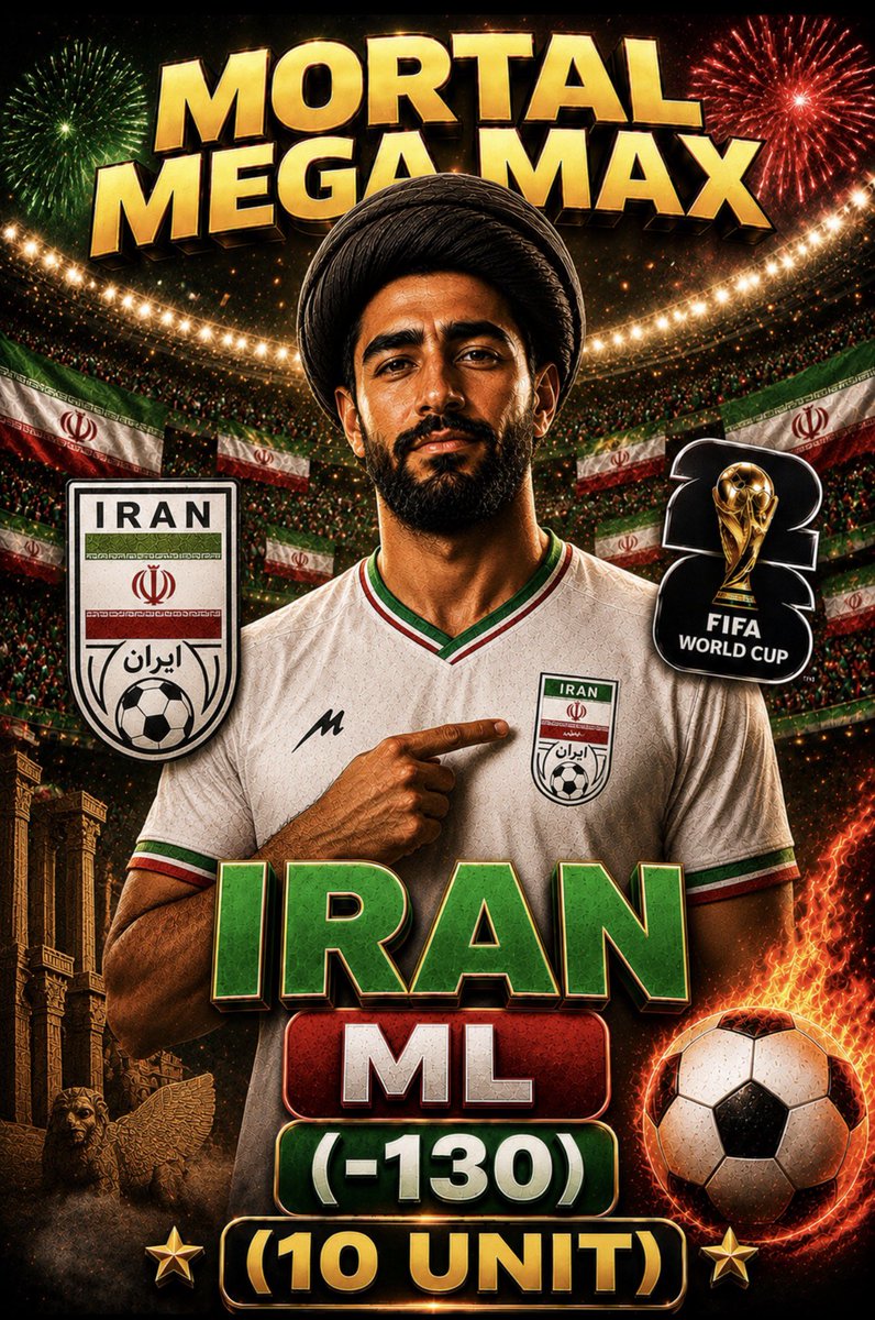 BookitWithTrent's tweet photo. FOR THE LAST WC NUKE OF THE DAY

IRAN ML (-130)

🇮🇷🇮🇷🇮🇷🇮🇷🇮🇷🇮🇷🇮🇷🇮🇷🇮🇷🇮🇷🇮🇷

(World Cup Record: 7-7) https://t.co/DS0erLR7es