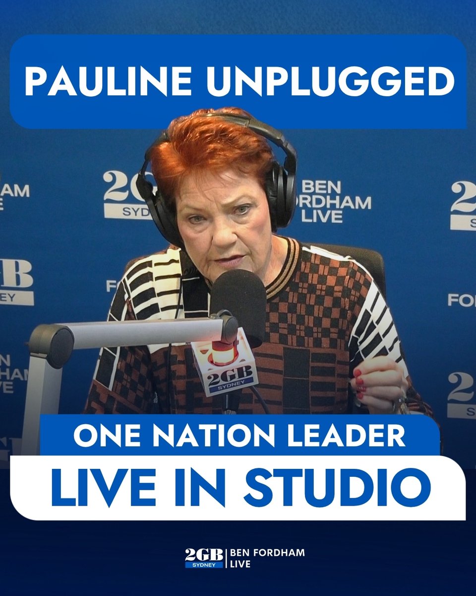BenFordhamLive's tweet photo. *** MUST LISTEN ***

Pauline Hanson doesn’t hold back.

The One Nation leader has joined Ben in the 2GB studio.

It comes as her ‘Fire the Liar’ ad campaign surges over $4 million.

Listen to the full conversation HERE.

🎧https://t.co/a5tgkH7TXk🎧 https://t.co/khxGiivuCB